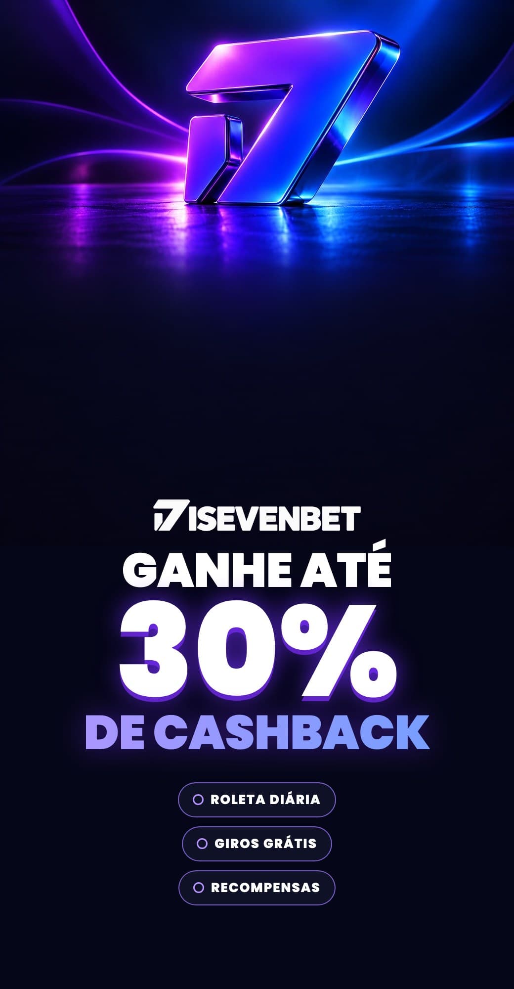 Ganhe até 30% de cashback diário, roleta diária, giros grátis e Central de Recompensas