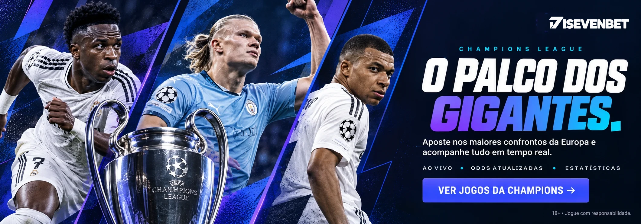 Champions League, o palco dos gigantes: aposte nos maiores confrontos da Europa e acompanhe tudo em tempo real.