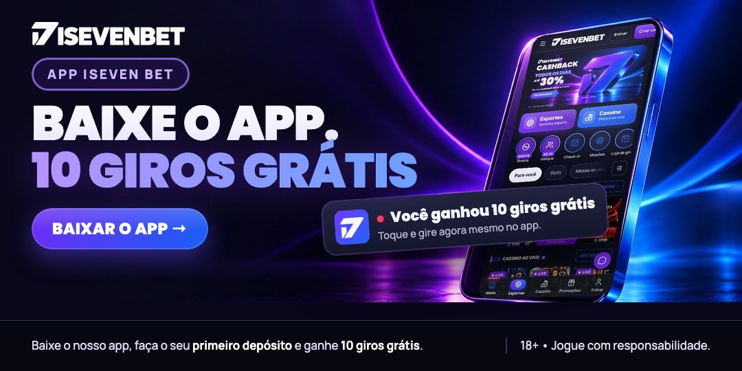 Baixe o nosso app, faça o seu primeiro depósito e ganhe 10 giros grátis